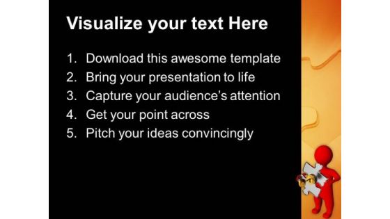 3d Man With Puzzle And Golden Key Business PowerPoint Templates And PowerPoint Themes 1012