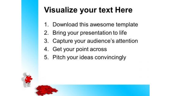 3d Man With Red Puzzles PowerPoint Templates And PowerPoint Themes 1012