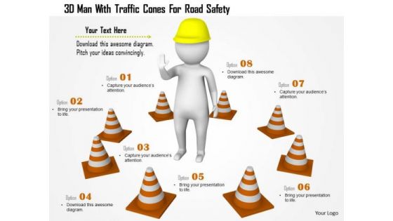3d Man With Traffic Cones For Raod Safety