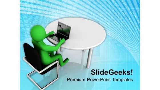3d Man Working On Computer PowerPoint Templates Ppt Backgrounds For Slides 0813 3d Man Working On Computer PowerPoint Templates Ppt Backgrounds For Slides 0813