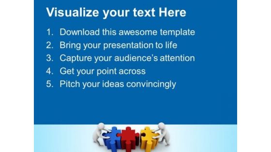 3d Men Connecting Puzzle Teamwork PowerPoint Templates And PowerPoint Themes 1012
