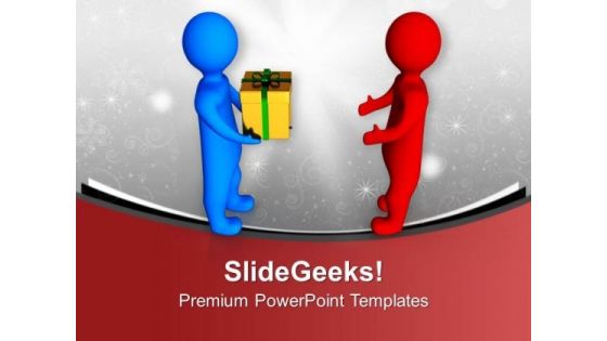 3d Men Giving Gift PowerPoint Templates Ppt Backgrounds For Slides 0213