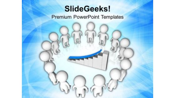 3d Men In Circle Around Bar Graph PowerPoint Templates Ppt Backgrounds For Slides 0713