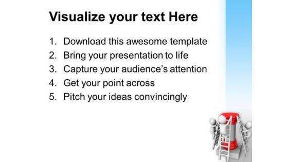 3d Men On Ladders With A Piller PowerPoint Templates Ppt Backgrounds For Slides 0813