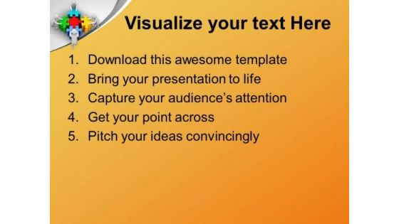 3d Men Pushing Puzzles Team Effort PowerPoint Templates Ppt Backgrounds For Slides 0213