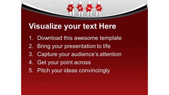 3d Men Red Puzzle Pieces Team PowerPoint Templates Ppt Backgrounds For Slides 0213