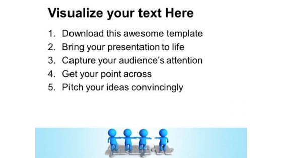 3d Men Standing On Puzzles Teamwork PowerPoint Templates And PowerPoint Themes 1012
