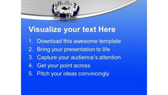 3d People In Meeting With Pie Chart PowerPoint Templates Ppt Backgrounds For Slides 0713