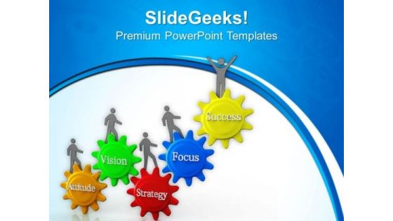 3d People Walking On Success Gears PowerPoint Templates Ppt Backgrounds For Slides 0813