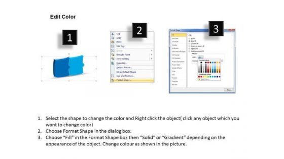 3d Puzzle Linear Flow Process 2 Stages Chart Business PowerPoint Slides