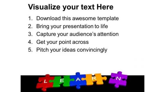 3d Puzzle Pieces With Learn Education PowerPoint Templates Ppt Backgrounds For Slides 1112