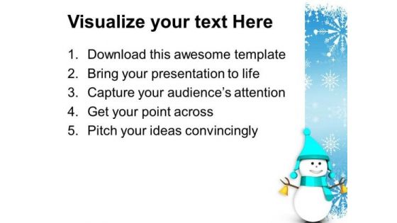 3d Snowman On Christmas Background PowerPoint Templates Ppt Backgrounds For Slides 1212