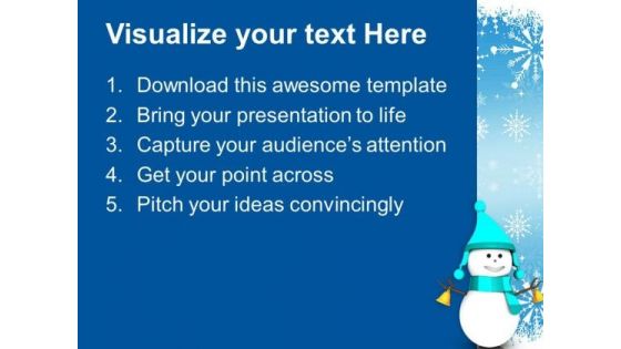 3d Snowman On Christmas Background PowerPoint Templates Ppt Backgrounds For Slides 1212