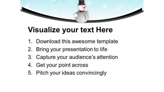 3d Snowman With Hat Background Christmas PowerPoint Templates Ppt Backgrounds For Slides 0113