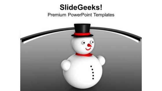 3d Snowman With Hat Holiday PowerPoint Templates Ppt Backgrounds For Slides 1212