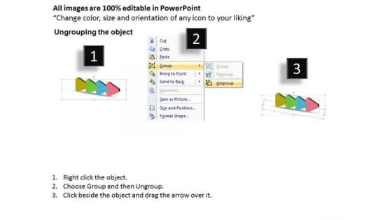 3d Straight Flow Arrows 4 Stages Flowchart PowerPoint Free Slides