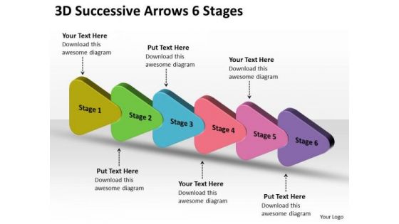 3d Successive Arrows 6 Stages Flowchart PowerPoint Free Slides 3d Successive Arrows 6 Stages Flowchart PowerPoint Free Slides