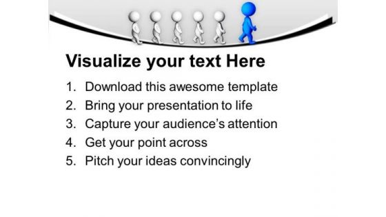 3d Team Following Their Leader PowerPoint Templates Ppt Backgrounds For Slides 0713