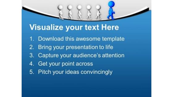 3d Team Following Their Leader PowerPoint Templates Ppt Backgrounds For Slides 0713