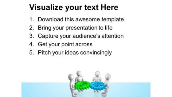 3d Team Holding Gears PowerPoint Templates Ppt Backgrounds For Slides 0713