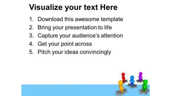 3d Team Standing On Puzzle Pieces PowerPoint Templates Ppt Backgrounds For Slides 0713