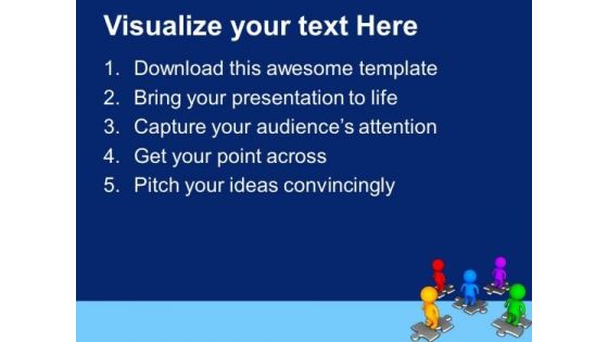 3d Team Standing On Puzzle Pieces PowerPoint Templates Ppt Backgrounds For Slides 0713