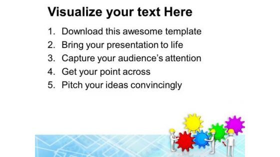 3d Team With Geas Teamwork PowerPoint Templates Ppt Backgrounds For Slides 0713
