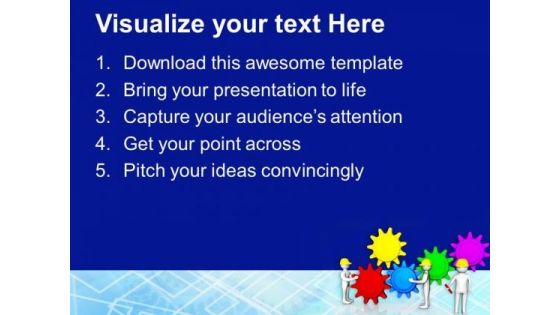 3d Team With Geas Teamwork PowerPoint Templates Ppt Backgrounds For Slides 0713