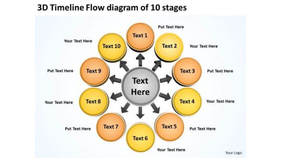 3d Timeline Flow Diagram Of 10 Stages Ppt Arrows Chart Software PowerPoint Templates