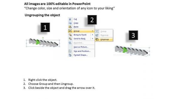 3d Uniform Flow Arrows 8 Steps Creating Flowcharts Visio PowerPoint Slides