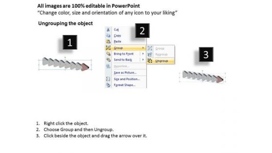 3d Uniform Flow Arrows 8 Steps Process Charts PowerPoint Slides