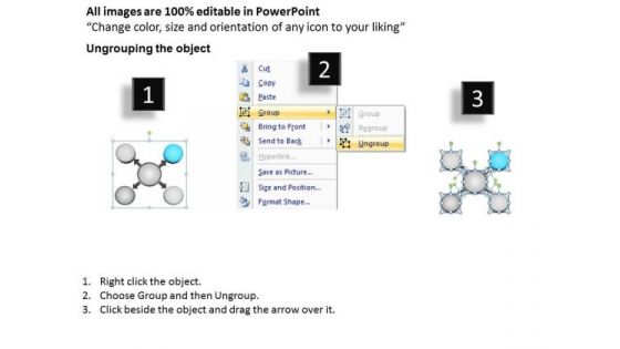3d Visual Representation Of Four Diverging Factors Circular Flow Process PowerPoint Slides