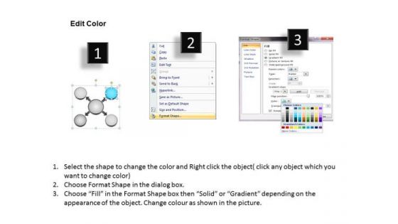 3d Visual Representation Of Four Diverging Factors Circular Flow Process PowerPoint Slides