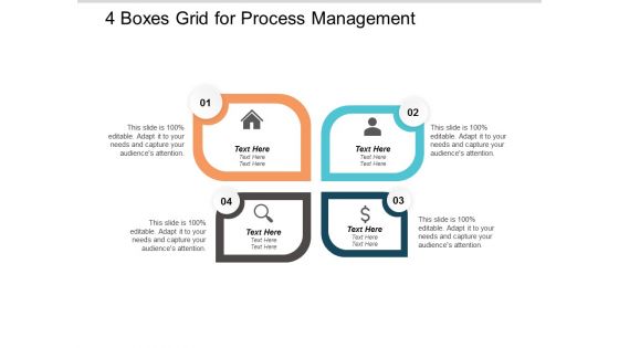 4 Boxes Grid For Process Management Ppt PowerPoint Presentation Summary Graphics
