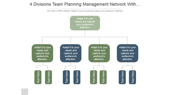4 Divisions Team Planning Management Network With Functions Ppt PowerPoint Presentation Picture