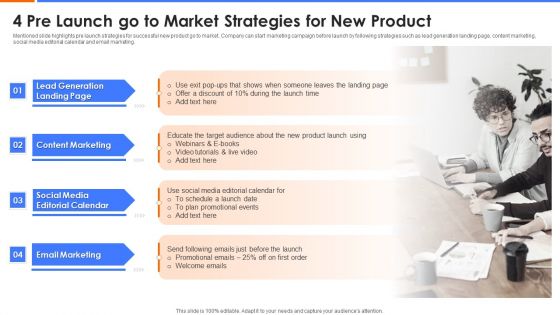 4 Pre Launch Go To Market Strategies For New Product Diagrams PDF