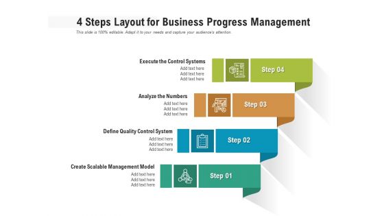 4 Steps Layout For Business Progress Management Ppt PowerPoint Presentation Icon Good PDF