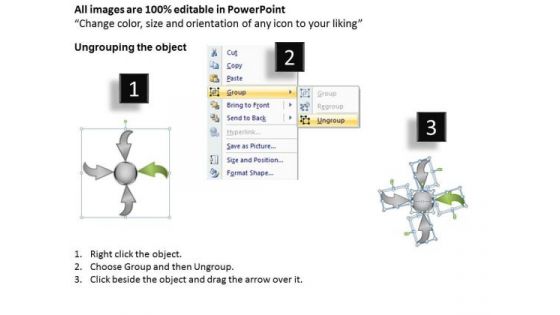 4 Arrows To Single Process Circle Relative Circular Flow PowerPoint Templates