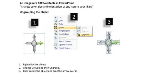 4 Diverging Steps Of A Logical Sequence Circular Arrow Diagram PowerPoint Template