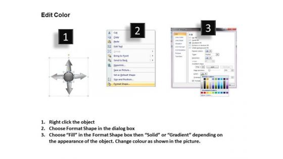 4 Diverging Steps Of A Logical Sequence Circular Arrow Diagram PowerPoint Templates