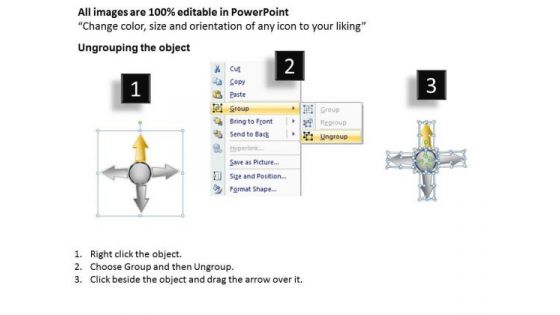 4 Diverging Steps Of Logical Sequence Circular Arrow Diagram PowerPoint Templates