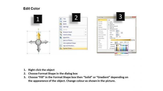 4 Diverging Steps Of Logical Sequence Circular Arrow Diagram PowerPoint Templates