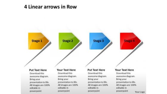 4 Linear Arrows Flowchart Template PowerPoint Templates