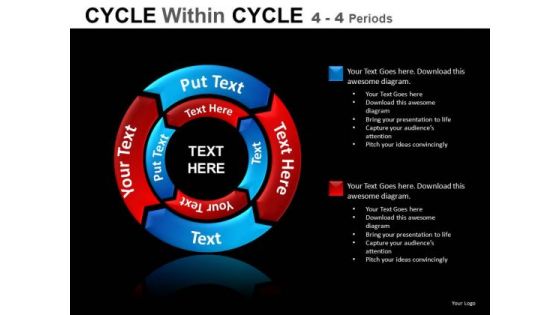 4 Stage 2 Layers Cycle Chart Diagrams PowerPoint Templates