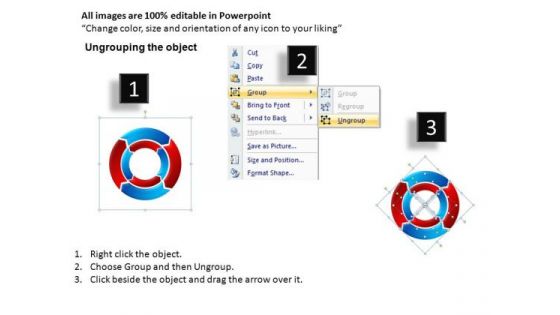 4 Stage 2 Layers Cycle Chart Diagrams PowerPoint Templates