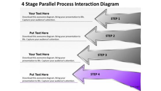 4 Stage Parallel Process Interaction Diagram Ppt Creating Business Plan PowerPoint Templates