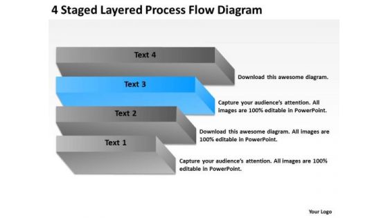 4 Staged Layered Process Flow Diagram Ppt Business Plan Freeware PowerPoint Templates