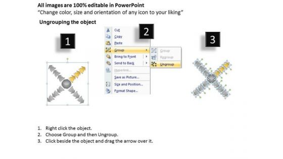 4 Stages Diverging Arrows Activity Diagram Cycle Chart PowerPoint Template