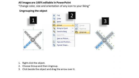 4 Stages Diverging Arrows Activity Diagram Ppt Circular Flow Process PowerPoint Slides