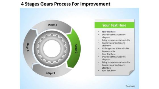 4 Stages Gears Process For Improvement Business Plan Template PowerPoint Templates